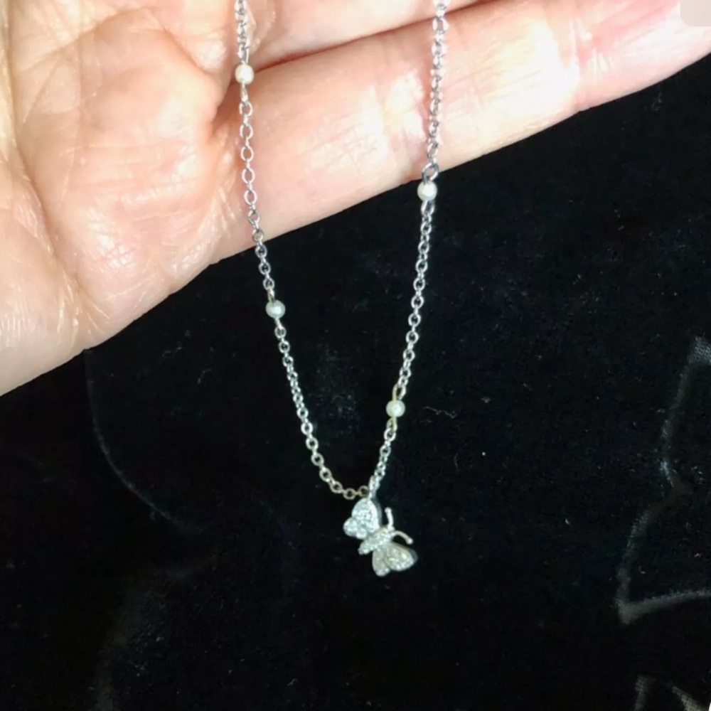 Diamond butterfly necklace 14K